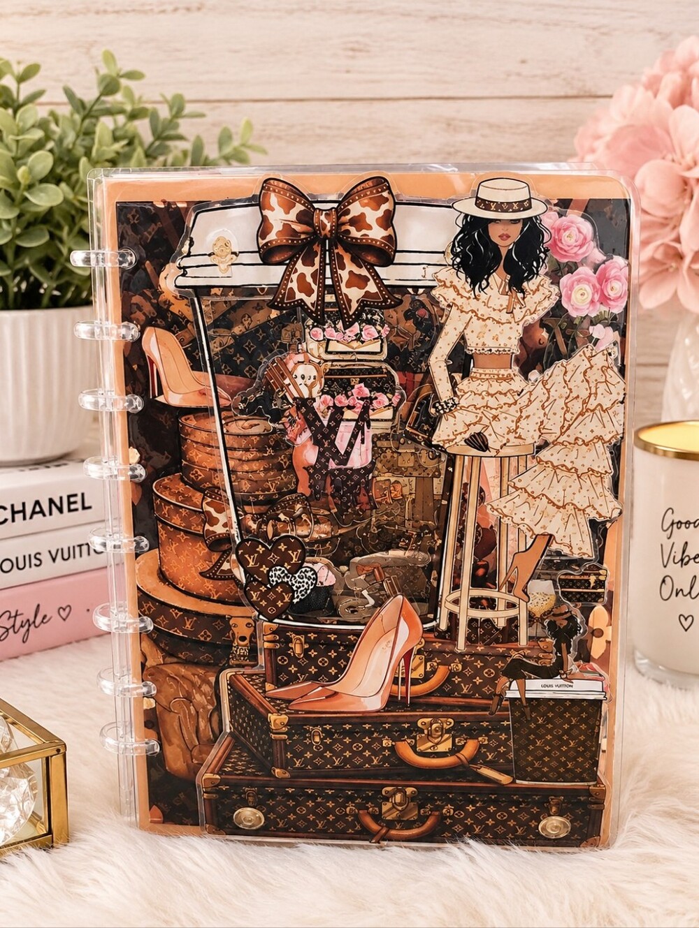 6 × 9 Luxury Fashion-Inspired Shaker Notebook ✨